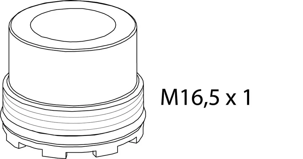 Luftsprudler von Ideal Standard in der dargestellten Form, mit einer runden Oberseite und einem gewellten Gewinde für die Befestigung.